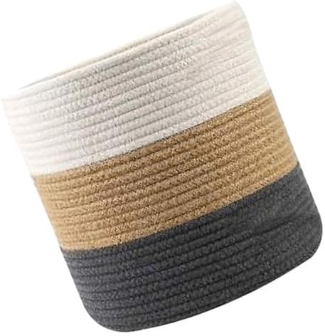 Storage Baskets, Toy Storage Basket Organizing Basket Crafted Basket Plant Storage Basket Storage Container Flowerpot Cover Cotton Rope Storage Basket Storage Organizer Flower Pot Basket(20x20cm)