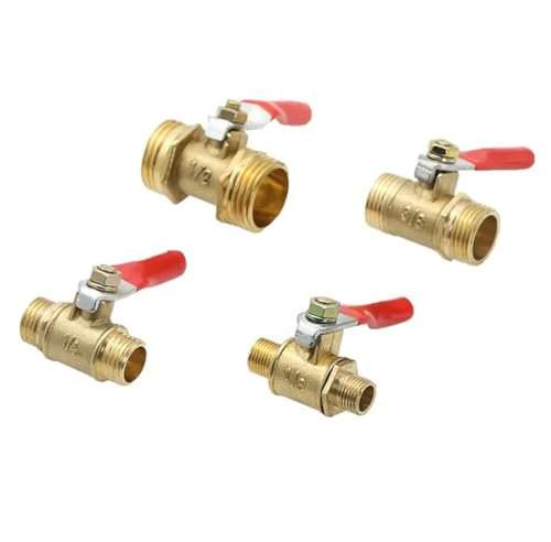 Pneumatisches Ventil 1/8 1/4'' 3/8'' 1/2'' Außengewinde Mini-Kugelhahn Messing-Verbindungsstück Kupferkupplungsadapter Wasser, Luft, 1St(1/4)