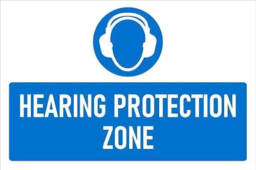 Hearing protection zone, safety sign - 1mm flexible Plastic sign (600mm x 400mm)