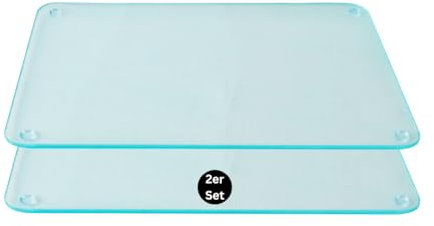 getgastro 2-er Set Schneidebrett Glas 40x30, Rutschfest mit Füße, Glasschneidebrett ohne Mikroplastik, hygienisches Küchen-brett, kratzfeste & hitzebeständige Oberfläche