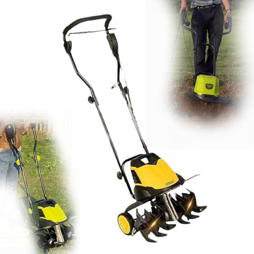 Electric Garden Tiller, 2400W Lawn Scarifier, Cordless Rotary Cultivator, Folding Rotary Motor Hoe with 6 Blades, Tillage Depth 22cm, Width 45cm, Quiet Garden Tiller, DIY Garden Soil Preparation Kit