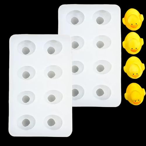 2 PCS Duck Shaped Silicone Molds Resin Casting 8-Cavity, TuNan 3D Mini Animal Duck Chocolate Candy Mould for Soap Polymer Clay Cake Décor