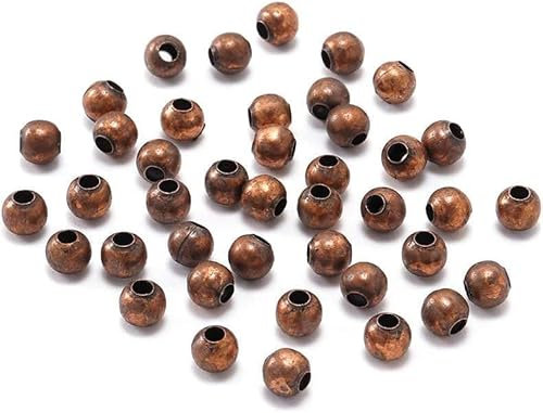 300Pcs 3mm Antique Copper Round Spacer Beads Smooth Ball End Seed Metal Beads for Jewelry Making Findings Accessories Supplie and Assortments Beading Supplies