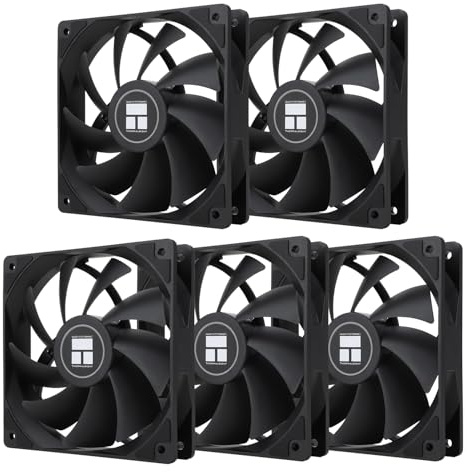 TR-Thermalright TL-C12C X5 120mm 5er-Pack CPU PWM Lüfter, 1550U/min Stille Kühlung, Schwarzer CPU-Lüfter, Kann mit Chassis/CPU-Kühler Gekoppelt Werden