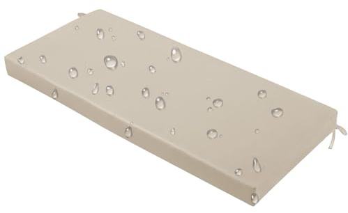 YFHT Bankauflage Outdoor Wasserfest, 70x40x5cm Gartenbank Auflage mit Bändern, Sitzauflage Bank, Sitzkissen Bank Outdoor, Sitzpolster Bank für Garten, Terrasse, Balkon，Graybeige