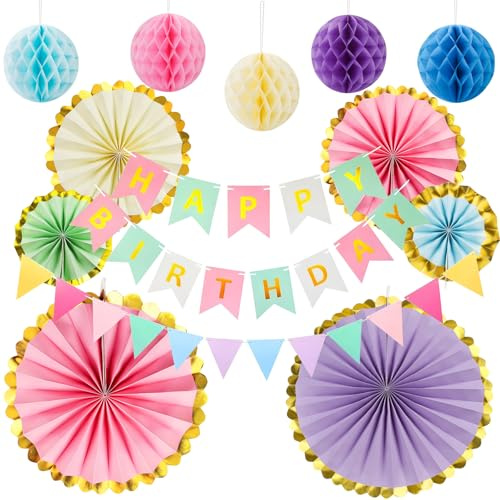 ANBOWEI Décoration Anniversaire Pastel Reusable Macaron Banderole Joyeux