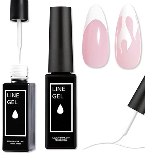 White Gel Nail Polish Liner - French Tip Gel Polish - Classic Basic White Colour Art Paint for Thin Line Soak Off DIY Home Salon Manicure Salon