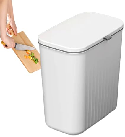Zyntora Papelera De Pared Para Baño | Papelera Con Tapa Para Dormitorio | Contenedor De Residuos Pequeño Antiolores Para Cocina Baño Lavandería Oficina Dormitorio - Desechos Para Oficina Y