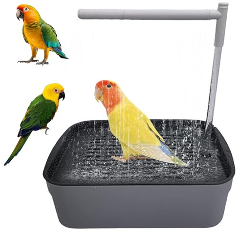 BIZOI Baignoire à Circulation d'eau pour Perroquet, Baignoire Automatique pour Oiseaux avec Douche d'eau Circulante Douche, Automatique Perroquet Douche pour Oiseaux, Perruche, Cacatoès