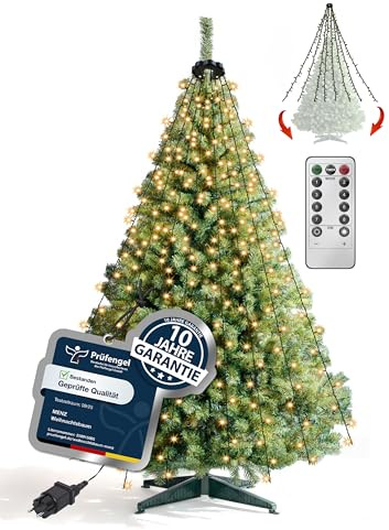 4happy Künstlicher Weihnachtsbaum 150 cm LED Set, Tannenbaum Künstlich mit Lichterkette, Dichte PVC-Zweige, Stabiler Christbaum-Ständer, Einfach zu Montieren und Lagern