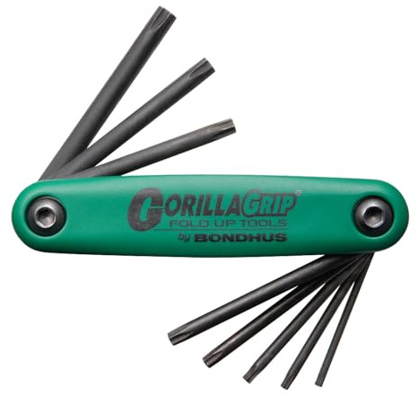 Bondhus GorillaGrip 12634 Star-Tipped Screwdriver Set in Fold-Up Snap Holder,Green
