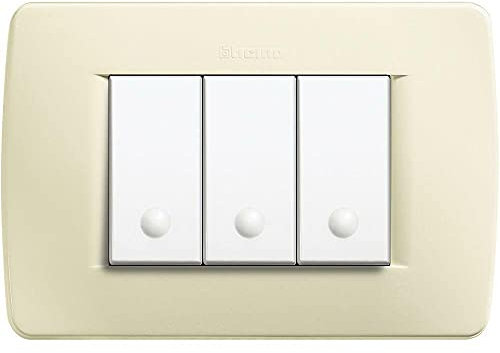 Placa de 3 módulos de resina color marfil Bticino Luna C4803Av