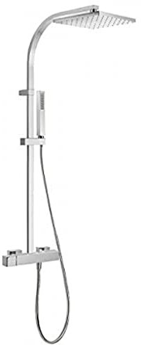 Conjunto ducha monomando anticalcárea CUADRO · Ducha fija 250x250 mm. con rótula. (1.34.138.26). · Ducha móvil anticalcárea (006.639.01). · Flexo SATIN (91.34.609.15).