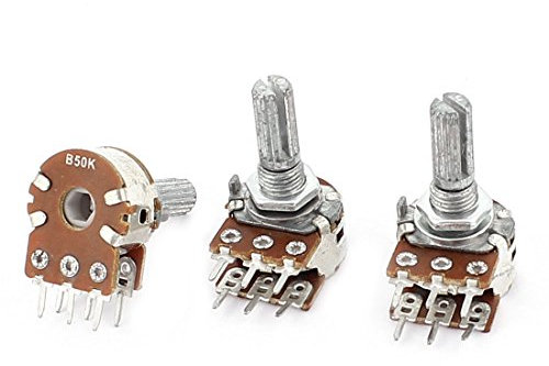 sourcing map 3Stk B50K 50K Ohm 6mm Rändelschraube Schaft Doppel Lineare regelbar Potentiometers de