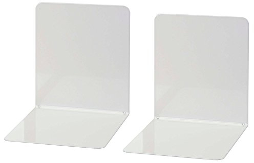 Wedo 1021137 Buchstütze (aus Metall, breite Ausführung, 14 x 12 x 14 cm) 2 Stück, lichtgrau