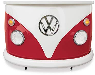 BRISA VW Collection - Volkswagen Empfangs-Tisch-Bar-Theke in Bulli Bus T1 Front in Originalgröße 168x110x65 cm (Rot)