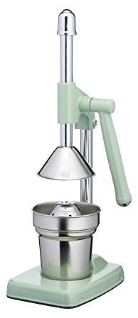 KitchenCraft Living Nostalgia Robusto Spremiagrumi a Pressa Manuale, Tazza Raccoglitore e Colino Sicuri in Lavastoviglie, Pressione fino a 360 kg, Verde Salvia