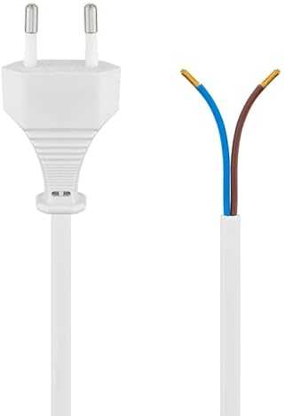 CABLEPELADO Cable alimentación Tipo C CEE7 | Enchufe Bipolar a bornes | Sección 0.75mm² | HO3VVH2-F | Apto para enchufes, regletas, Fuentes de alimentación, portalamparas | Blanco | 1.50 Metros