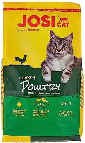 JosiCat Crunchy Poultry (7 x 650 g),4,55 kg Karton| Premium Trockenfutter für ausgewachsene Katzen, Katzenfutter, powered by JOSERA, 7er Pack
