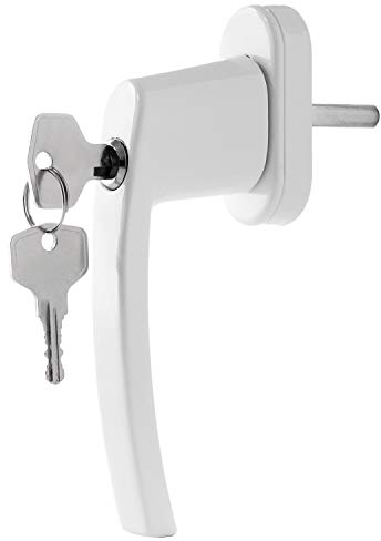 Abschließbare Fenstergriffe weiß, 4 Stück, Einzelschließend - Kindersicherung Fenstersicherung mit Schloss in Stiftlänge 35mm - Fensterschloss RAL 9016