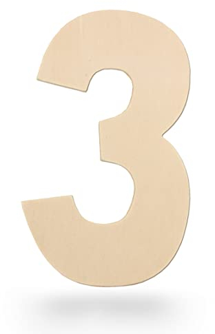 Kleenes Traumhandel Holzzahlen - Zahlen aus Holz - Holz-Zahlen für Geburtstag, Hochzeit, Jahrestag - Holzzahlen zum selbst gestalten - (7,5 cm, 3)