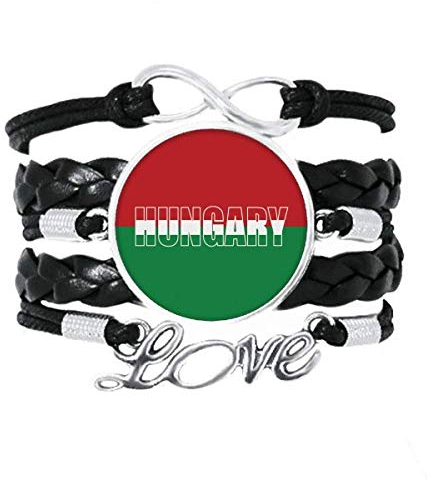DIYthinker Armband mit Ungarn-Flagge, Namensarmband, Liebesaccessoire, gedrehtes Leder, Strickseil, Geschenk