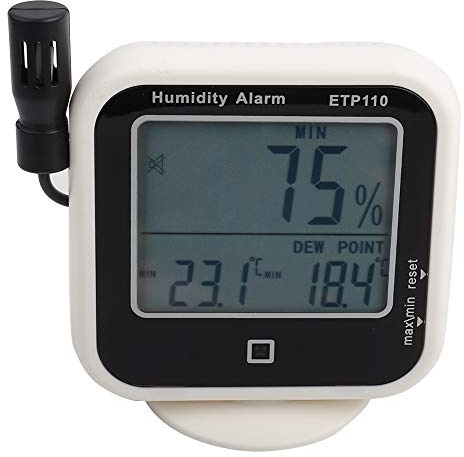Oumefar Digitales Thermo Hygrometer Luftfeuchtigkeit Taupunktmesser LCD Anzeige Externer Monitor Temperaturdatenlogger Messgerät Monitor Sensor für Heimlabor