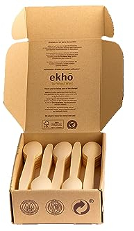 ekhõ The Wood Way! – Juego Cubiertos Desechables Biodegradables - Cubiertos para Llevar Ecológicos Biodegradables y Compostables - Cubertería Desechable (100 cucharas)