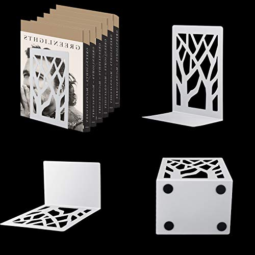 1 Paar Buchstütze, Buchstützen, Book Holder CD Kinder Metall, Bücher Halter für Regal, Ordnerhalter DVD Unsichtbares Bücherregal, Bookends Buchstopper, Buchhalterung Buch Halter Buchbeschwerer Weiß
