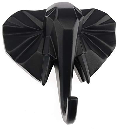 Kepfire Harz Elefant Kopf Tier Zauberstab Montiert Haken Schwarz Schmuck Schlüssel Schal Tasche Aufhänger Roben Kleiderablage Zuhause Dekoration Schönheit Wohnzimmer Garderobe