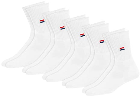 NAVYSPORT Chaussettes Sport Hautes Homme Femme - Lot de 5 Paires Socquettes Classiques Unisex Crew Coton Coussin Confort