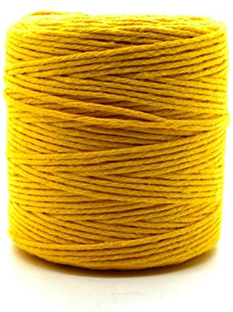 Premium Yellow Macrame Cord, 200 m / 656 ft of 3 mm Thick Natural Cotton Thread Yarn Macrame Rope for Wall Hangings, Plant Hangers, DIY Crafts, Home Decorations, Gift Wrapping (Reel)
