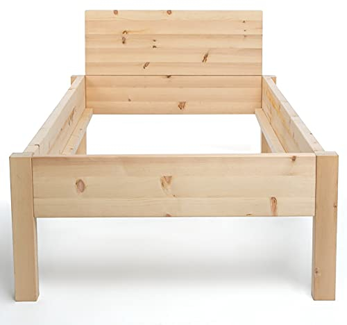 TUGA - Holztech - Alpen-Königin gefertigt aus Zirbenholz metallfreie geniale Steckverbindung Zirbenholzbett Holzbett unbehandelt (180 x 200 cm, 58cm Höhe)