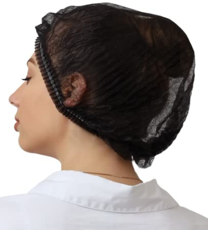 Black - Disposable Hair Net, Mob Caps, Uk Manufacturer, Catering Hairnet, Food Protective Hair nets, 21'' bag of Hairnets 100
