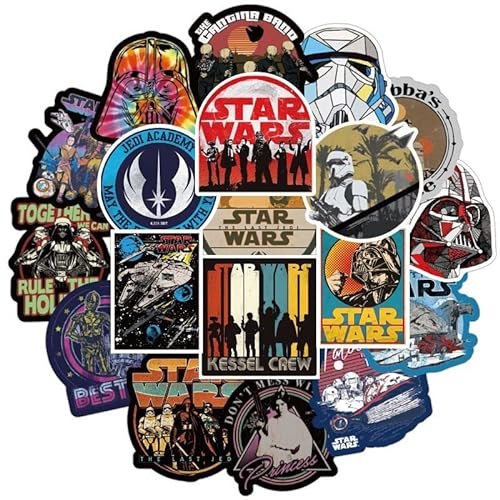 通用 Science Fiction Filmaufkleber für Star Wars [100 Stück] Graffiti-Aufkleber, wasserdicht, Vinyl, klassisch, für Laptop, Computer, Kleiderschrank, Auto, Skateboard, Gepäck, als Geschenk (Star War)