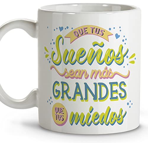 LolaPix Tazas Frases Positivas. Tazas Desayuno Originales. Taza Ceramica 330 ml. Regalos con Frases. Tazas con Mensajes.