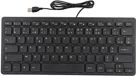 Bewinner USB Ultra Slim Wired Keyboard, 78 Key Mute Compact Russian/French/German Language Keyboard for Desktop Laptop PC, Portbale Computer Keyboard(Französisch)