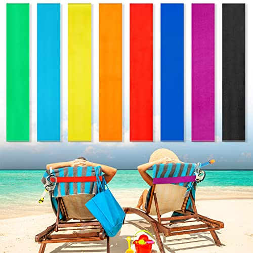 8er Pack Handtuchbänder für Strandstühle Kreuzfahrt Strandtücher Bänder für Strandkorb Schwimmbad Strandtuchhalter Elastisch Winddicht Strand Zubehör für Sommer (Reine Farben, 30 x 5 cm)