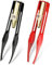 Lot de 2 pinces à épiler avec lumière LED - Pour épilation des sourcils - En acier inoxydable - Pour femme - Noir et rouge
