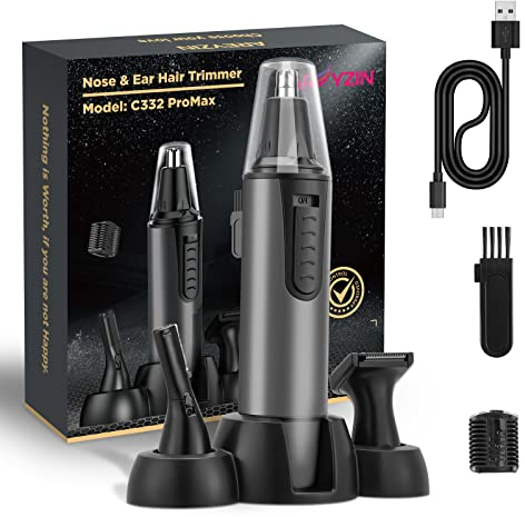 Tondeuse de nez rechargeable pour homme et femme - Tondeuse professionnelle indolore pour sourcils et visage - Tondeuse à poils nasaux étanche à double tranchant - Nettoyage facile