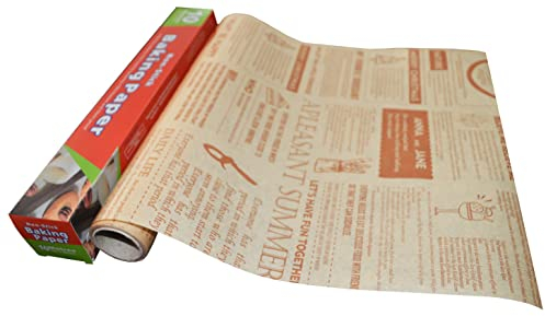 Deli Papierblätter Fettdichtes Papier, Umweltfreundlich Wiederverwendbares Backpapier Sandwich Wrap Papier 25cm x 10m, Einweg-Lebensmittelverpackungspapier für Pommes Frites, Kuchen usw (Braun)