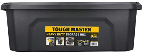 TOUGH MASTER Storage Box 30 litres Durable Plastic Reinforced Construction Secure & Stackable Design Waterproof Dustproof Box Chest Latches Versatile for Tools, Toys, Craft Equipment