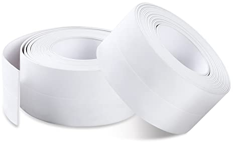 Romon Cinta Selladora Impermeable, 2 Rollos Cinta Impermeable Autoadhesiva para Baño Bañera, Cocina, Fregadero y Pared, Prueba de Moho (Blanco，3.8cm*3.2M)
