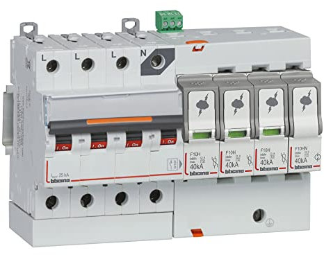 Bticino F10HZC4 Limitatore di Sovratensione con Interruttore Magnetotermico Associato e Contatto Ausiliario