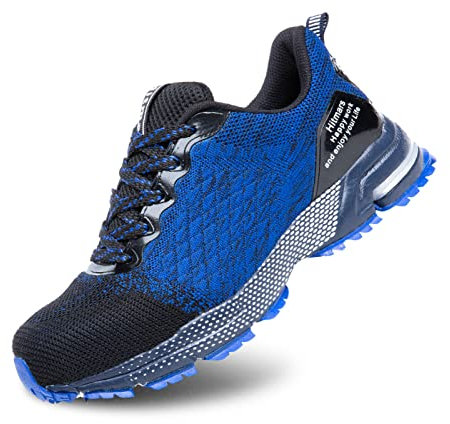 Hitmars Zapatos de Seguridad Hombre Mujer Zapatillas de Seguridad Zapatillas de Trabajo Calzado de Seguridad Safety Shoes Punta de Acero Ligero Azul EU 43