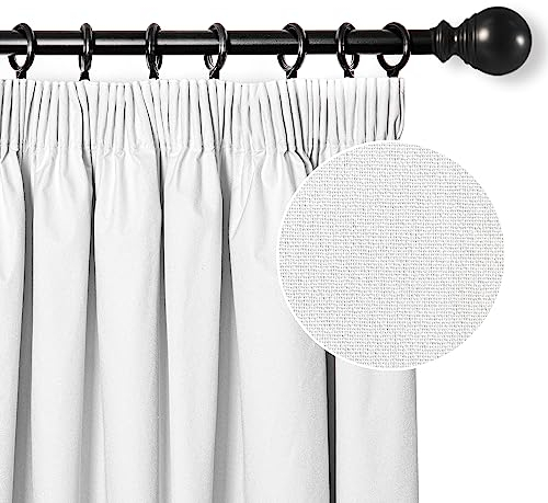 MYSKY HOME Gardinen Verdunkelungsvorhang mit Kräuselband Schlafzimmer Wärmeisolierter 2er-Set Gardine Verdunkelungsvorhänge Durchgängen Beschichtung Sonnenschutz, H200xB140cm, Grau-weiß