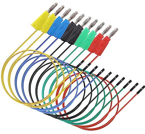 Sumnacon Banana Plug Breadboard Wires 10Pcs Stackable Banana Plug to Jumper Wires Flexible Breadboard Female Jumper Cables Silicone Breadboard Jumper Leads for Power Connecting&Multimeter Testing