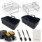 WOLAFOO 8pcs Air Fryer Accessories Silicone Air Fryer Liner for Ninja Dual AF300UK AF400Reusable Air Fryer Baskets & Air Fryer Rack & Paper Lining Silicone Tong