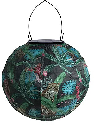 Surakey Lampions Solar Außen 8 Zoll Solar LED Laterne Wasserdicht Nylon Hängende Gartenlaterne Grüner Blätter Blumen Muster Solar Beleuchtung für Garten, Hof, Terrasse, Hochzeit, Fest Deko