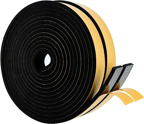 Tuokay, 20 Meter Dichtungsband, 9mm (Breite) x 2mm (Dicken) Türdichtung Selbstklebend Tür Dichtung I-Profil/L-Profil Gummidichtung für Türen, Fensterdichtung Windschutz, Lärm (Schwarz)
